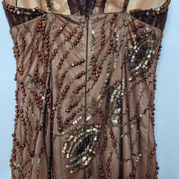 Sherry Haute Couture Beaded Sequin Mini Dress Size 6 - Picture 11 of 14
